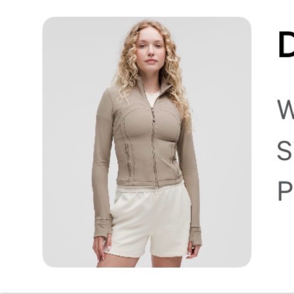 Lululemon define jacket coat zip cropped size 8 warm ash grey nulu top